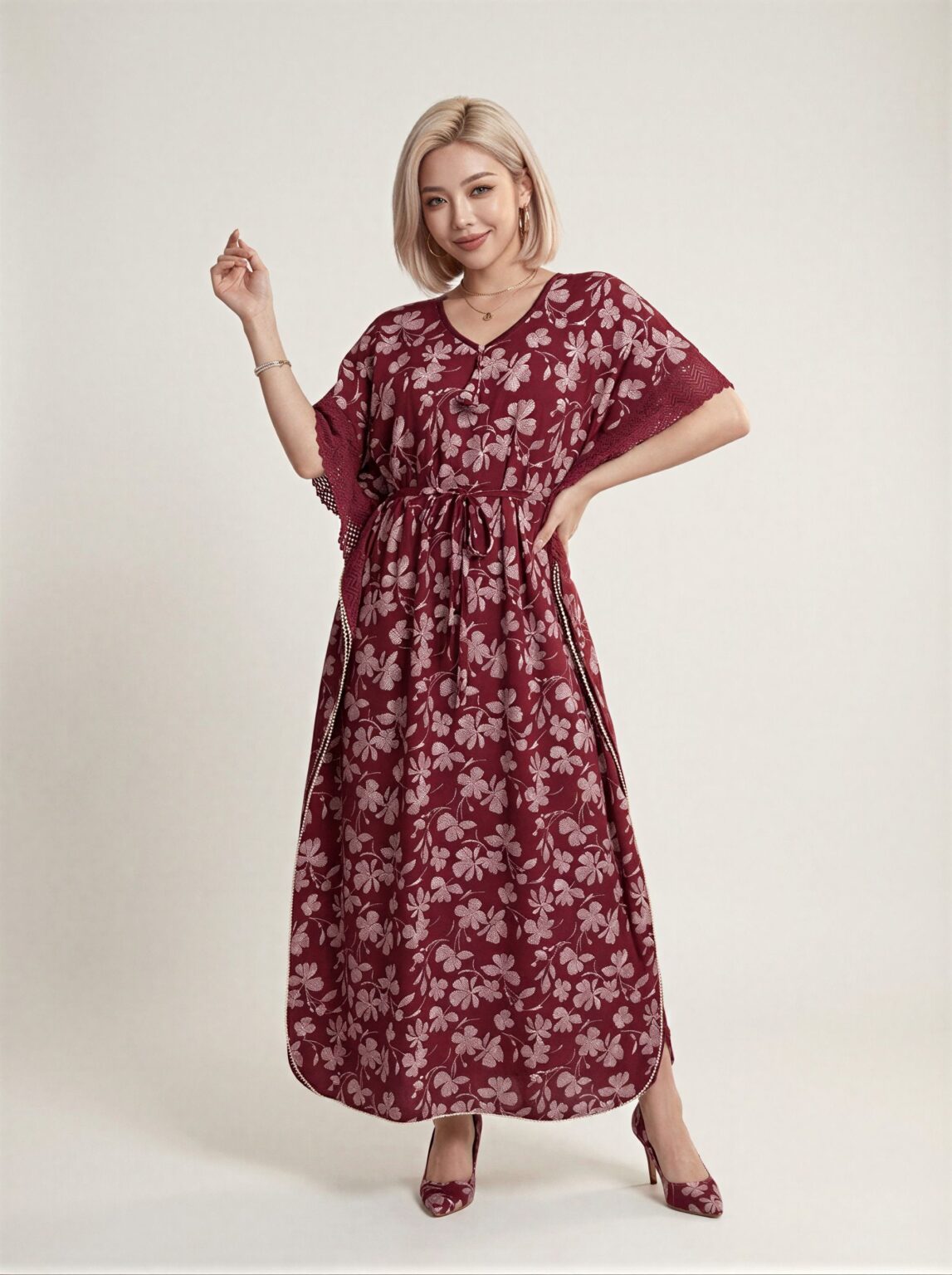 Champa Kaftan Nighty in Mulled Maroon, photo 1