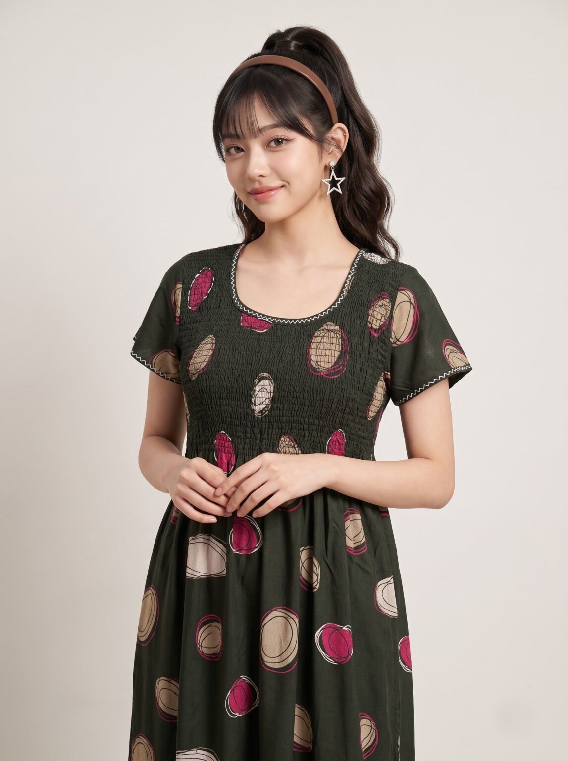 Pebble Smocked Nighty in Forest Fern, photo 1