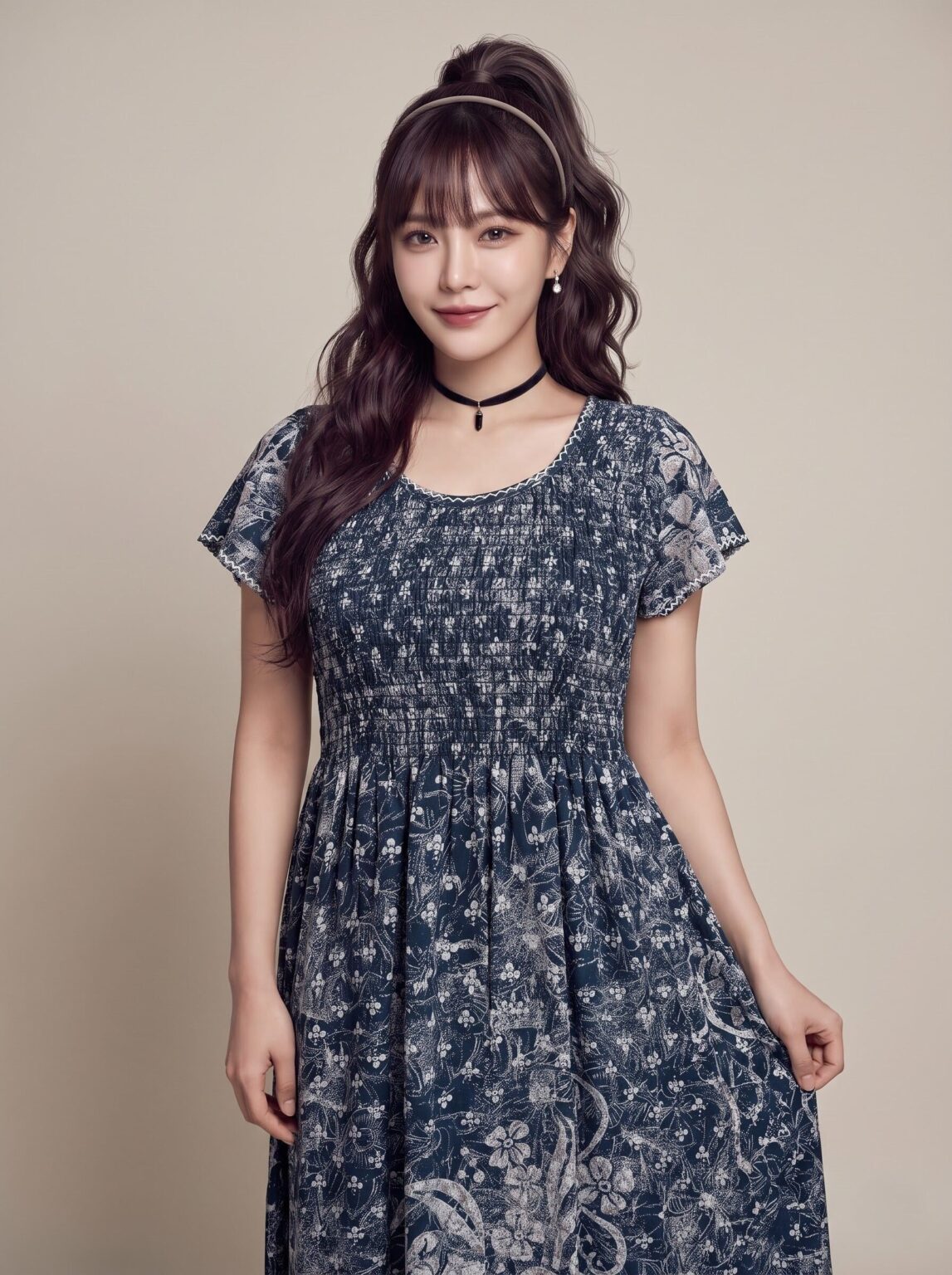 Trellis Smocked Nighty in Denim Dusk, photo 1